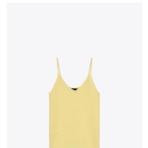 Zara Pale Yellow V-Neck Spaghetti Strap Tank